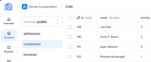 Screenshot displaying part of the Nhost dashboard that used MUI Base to be built.